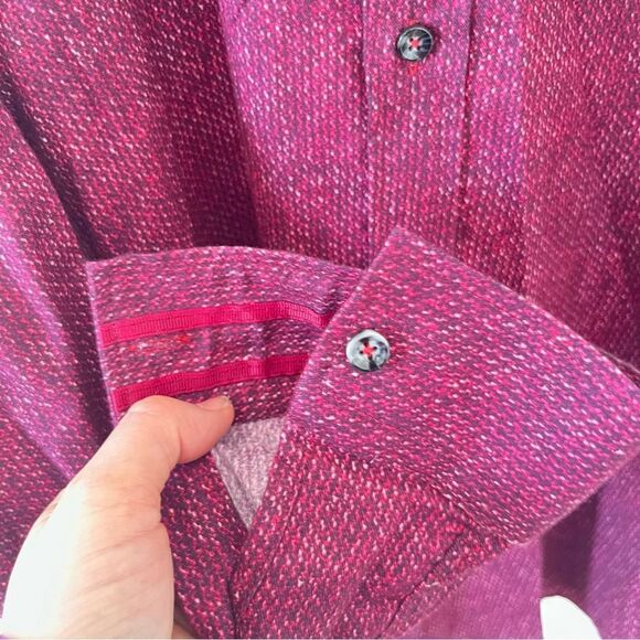 Robert Graham Dark Red Modern American Pattern 100% Cotton Stretch Dress Shirt - Picture 5 of 10